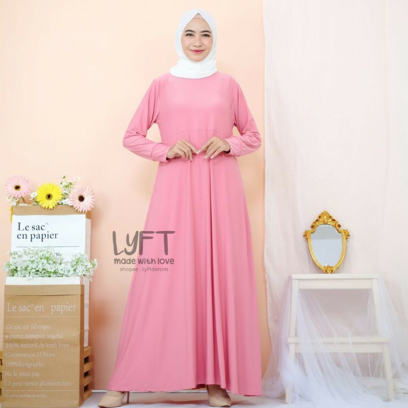 paket usaha gamis saku jersey polos seri 5 warna (5 pcs)