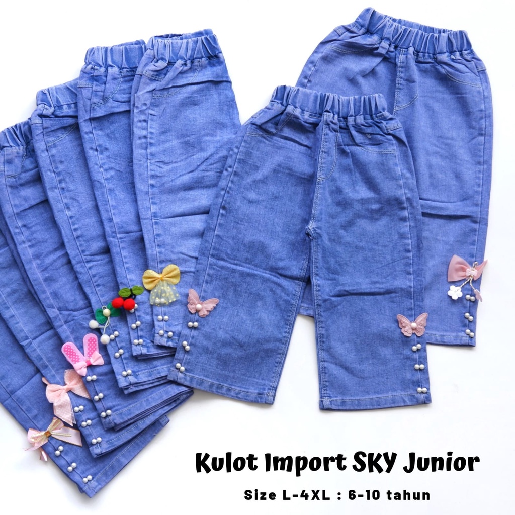 Jins Panjang Kulot Jeans Import Anak Cewek Mutiara Non Rawis 2-10 Tahun