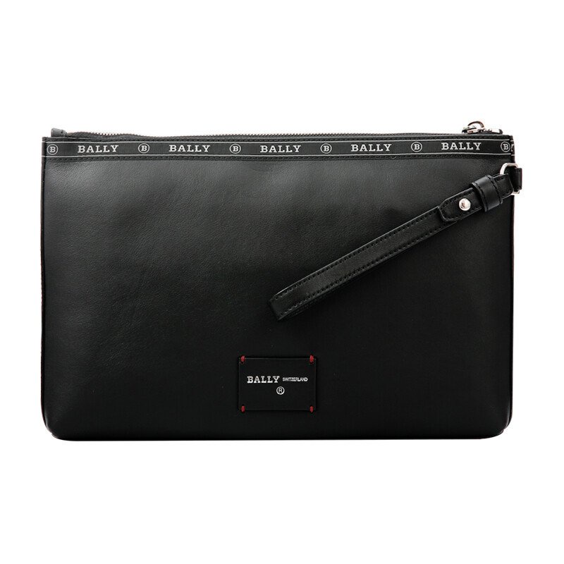 TAS PRIA MEN CLUTCH BALLY HARTLAND LEATHER BAG IN BLACK STRIPE