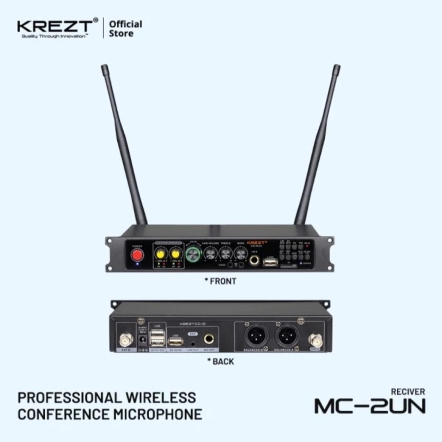 MICROPHONE MIC MEJA PODIUM CONFERENCE WIRELESS SYSTEM KREZT MC 2UN 2 CHANNEL MIC ORIGINAL