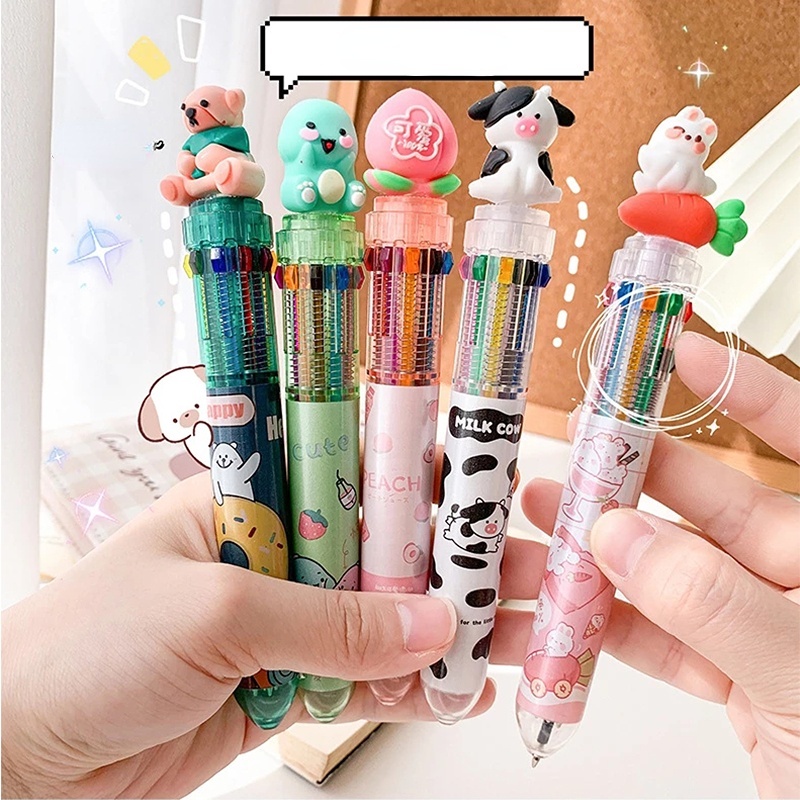 Bolpoin Kartun Hewan Lucu/Bolpen Warna-Warni Air Mancur Siswa Isi Ulang