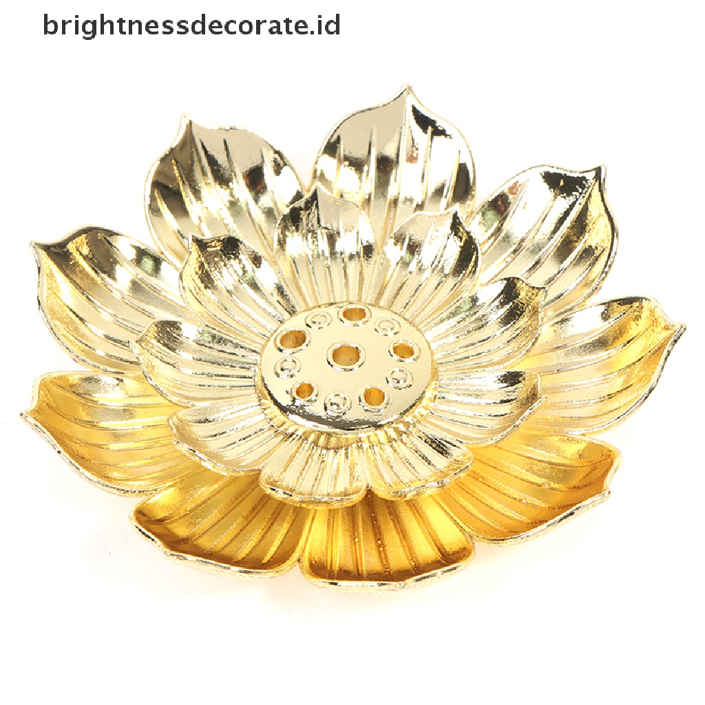 [Birth] Gold Incense Burner Stick Holder Buddhism Lotus Line Incense plate Alas Candi [ID]