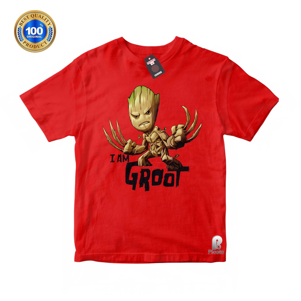 (FREE NAMA) BAJU ANAK KAOS ATASAN ANAK MOTIF KARAKTER KARTUN I AM GROOT UNISEX Bahan COTTUN