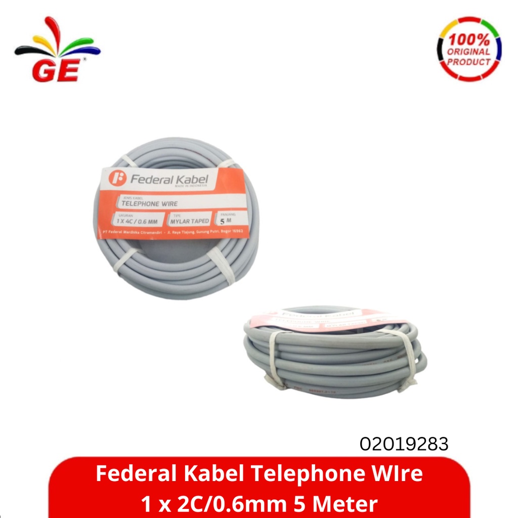 FEDERAL - Kabel Telephone WIre 1 x 2C/0.6mm 5 Meter 02019283