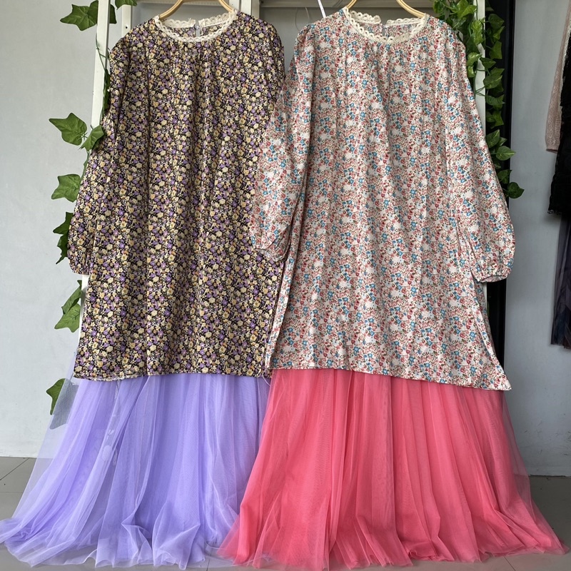 Youngmoodis setrok set blouse flowly dan rok tutu polos