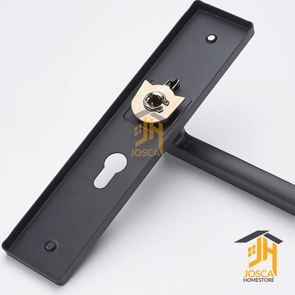 Gagang Pintu Gaya Eropa Hitam Full Set / Kunci Pintu/ Door Handle