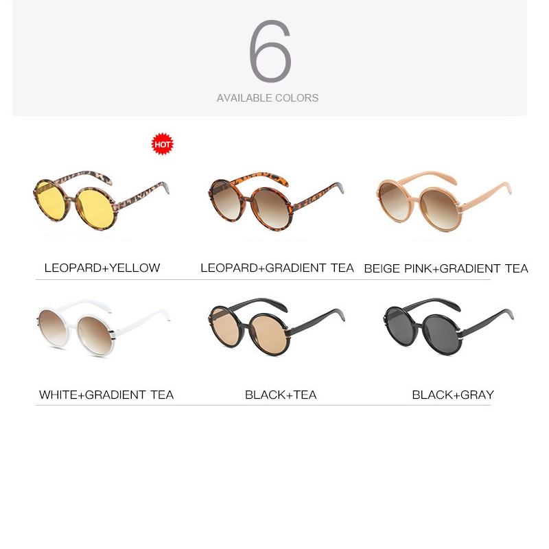 (YUZHU) Vintage Fashion Oversized Round Frame Sunglasses Kacamata Kerai Liburan Warna Permen Fashion Baru Wanita