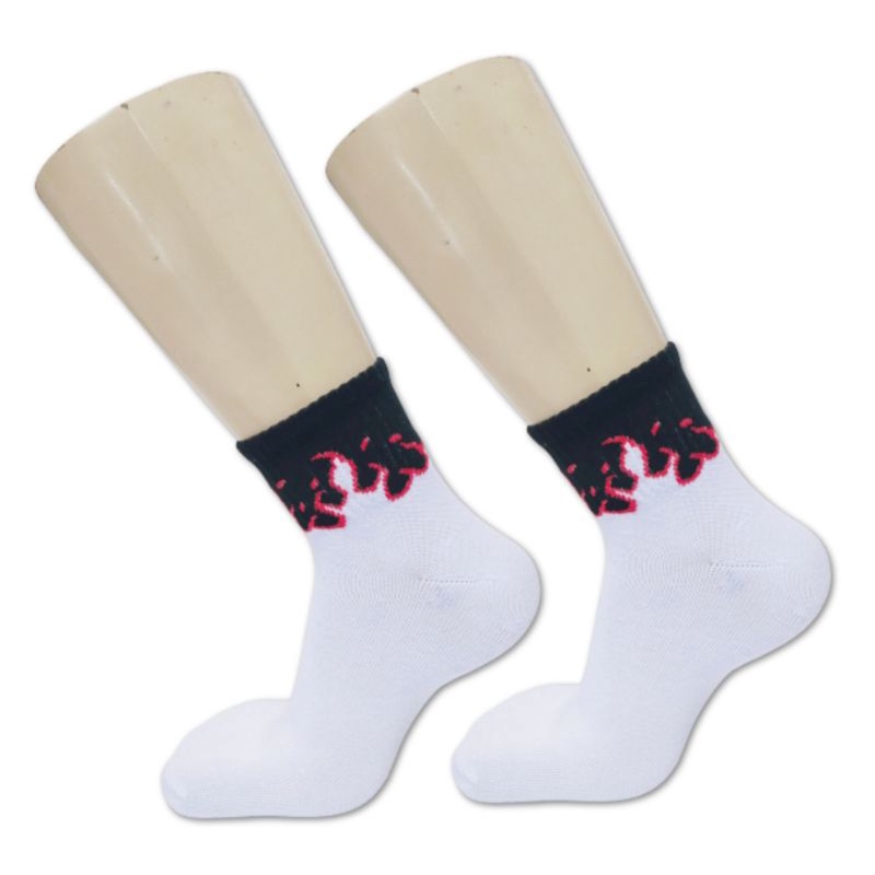 kaos kaki oldschool pendek - kaos kaki motif api pendek putih