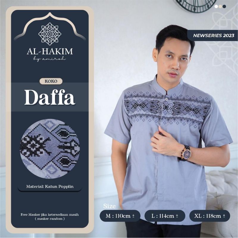 KOKO DAFFA ORI AL HAKIM BY AMIROH • Baju Koko Lengan Pendek | free masker