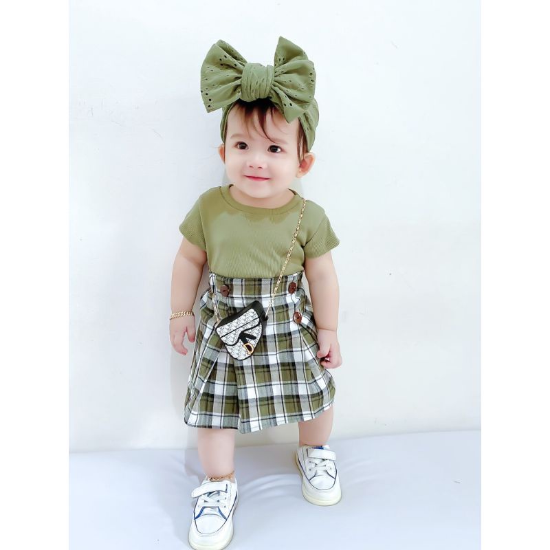 Baju Atasan Anak Perempuan CROP RUFFLE Knit Tee | Baju Pakaian Anak Perempuan Crop Bahan Knit Rib Premium | Baju Anak Cewek