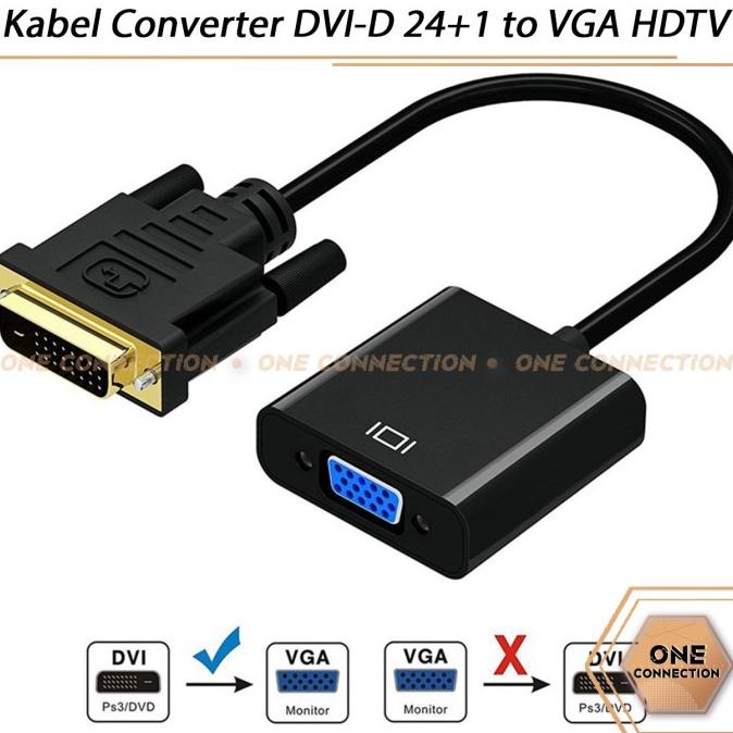 Kabel DVI-D 24+1 to VGA HDTV Converter Monitor Cable DVI TO VGA Active onecon90 Kualitas Baik