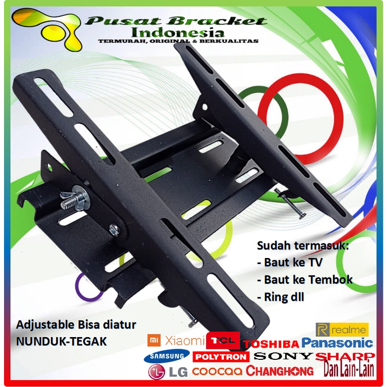 Bracket TV LED universal 14&quot; s/d 40&quot; Bisa nunduk dan tegak 100% Besi cocok banyak merk TV