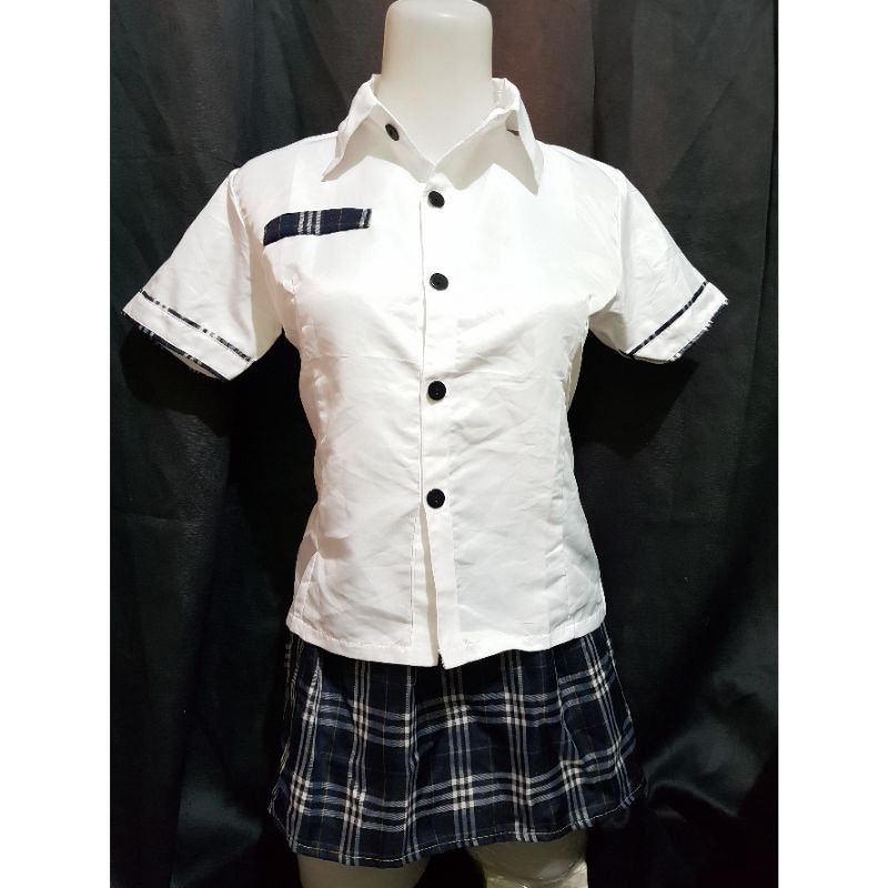 FREE ONGKIR BISA COD SETELAN SEKOLAH JEPANG SEIFUKU COSPLAY SEXY ROK MINI KOTAK KOTAK DENGAN KEMEJA 