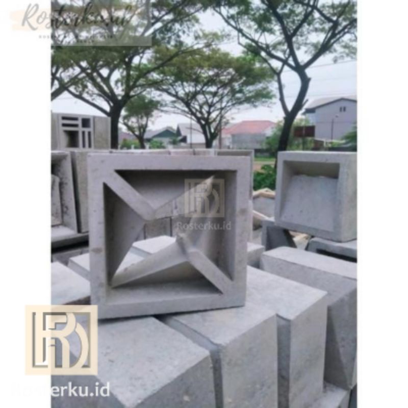 Roster beton minimalis motif mata katak abu/roster/loster