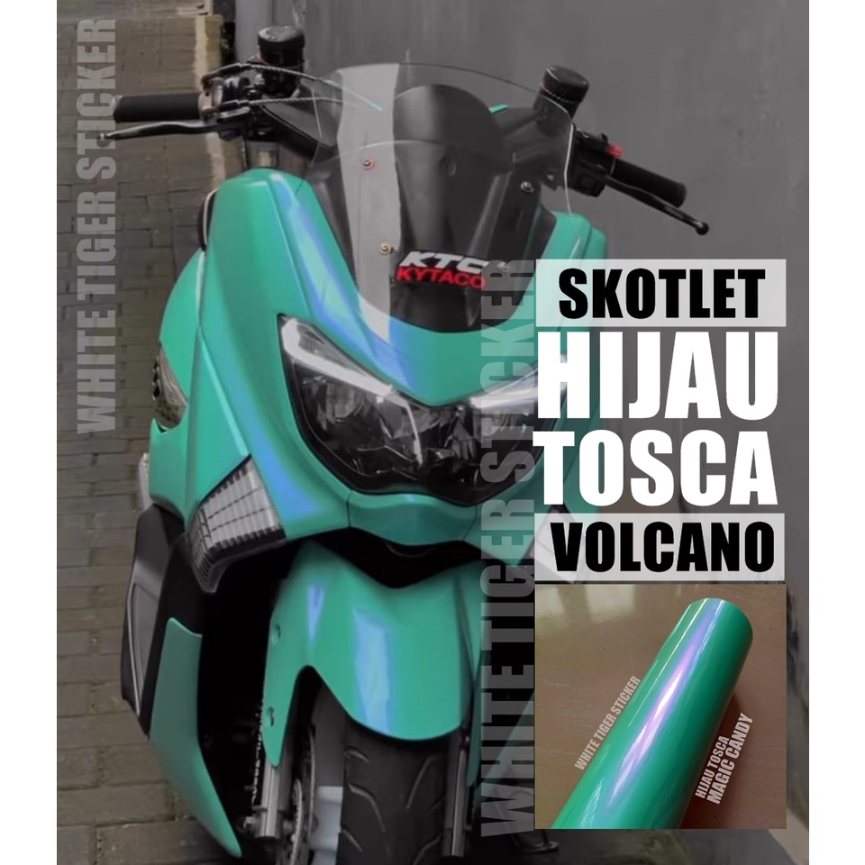 SKOTLET STIKER MOTOR HIJAU TOSCA LEMBAYUNG SKOTLET HIJAU TOSCA VOLCANO SCOTLITE HIJAU TOSCA CANDY