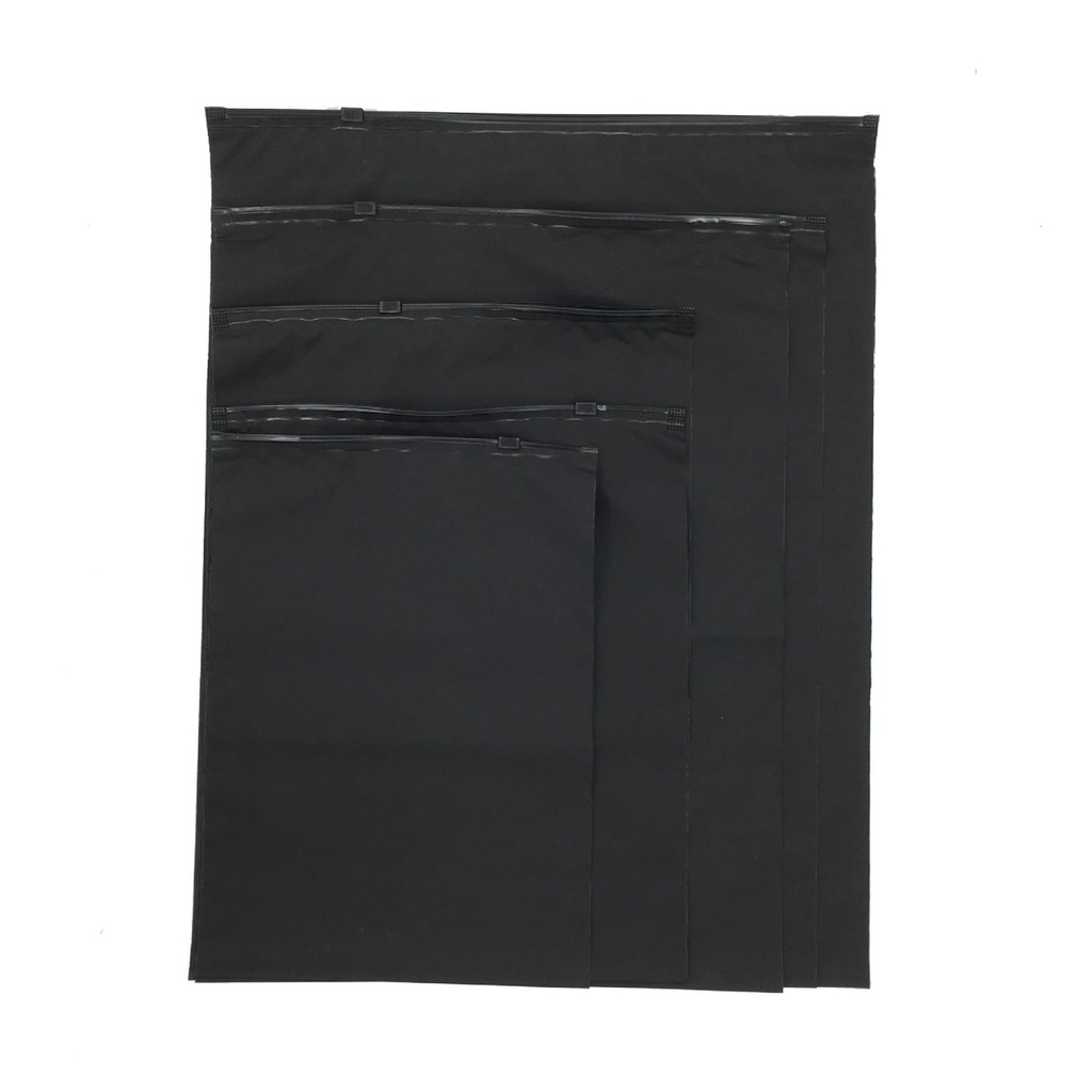 Hitam Putih Zipper Bag Matte AC54 Polos Portable Zip Lock Travel