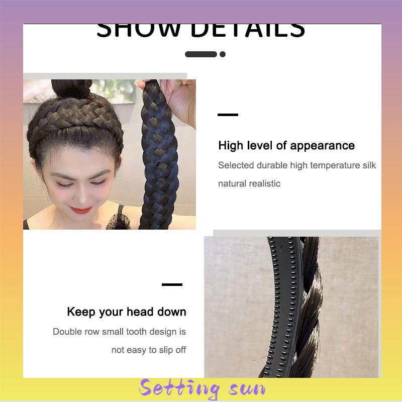 Ikat Kepala Wig Kepang Bertepi Lebar ikat kepala Kepang Fishbone Menebal Kepang Twist yang Menebal Cuci Muka Ikat Rambut Wanita TN