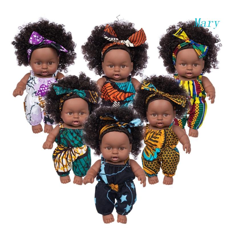 Mary African Mainan Bayi Hitam Dengan Rambut Keriting Kartun Simualsi Natal Untuk Boneka Lucu Mini Anak Laki-Laki Perempuan