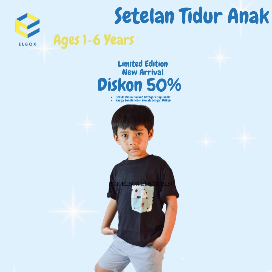 BISA COD ELBOX Setelan tidur anak 1-8 Thn