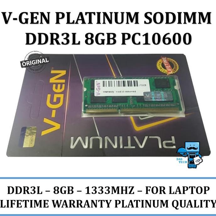 V-Gen Ddr3L 8Gb Pc 10600 1333 Mhz Sodimm Notebook Laptop Ram Memory