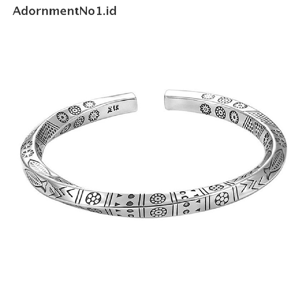 [AdornmentNo1] Vintage Stainless Steel Bangle Untuk Pria Wanita Mobius Memutar Cuff Gelang Unisex Kasual Pulseira Gents Perhiasan Mobius Cincin Totem Gelang [ID]