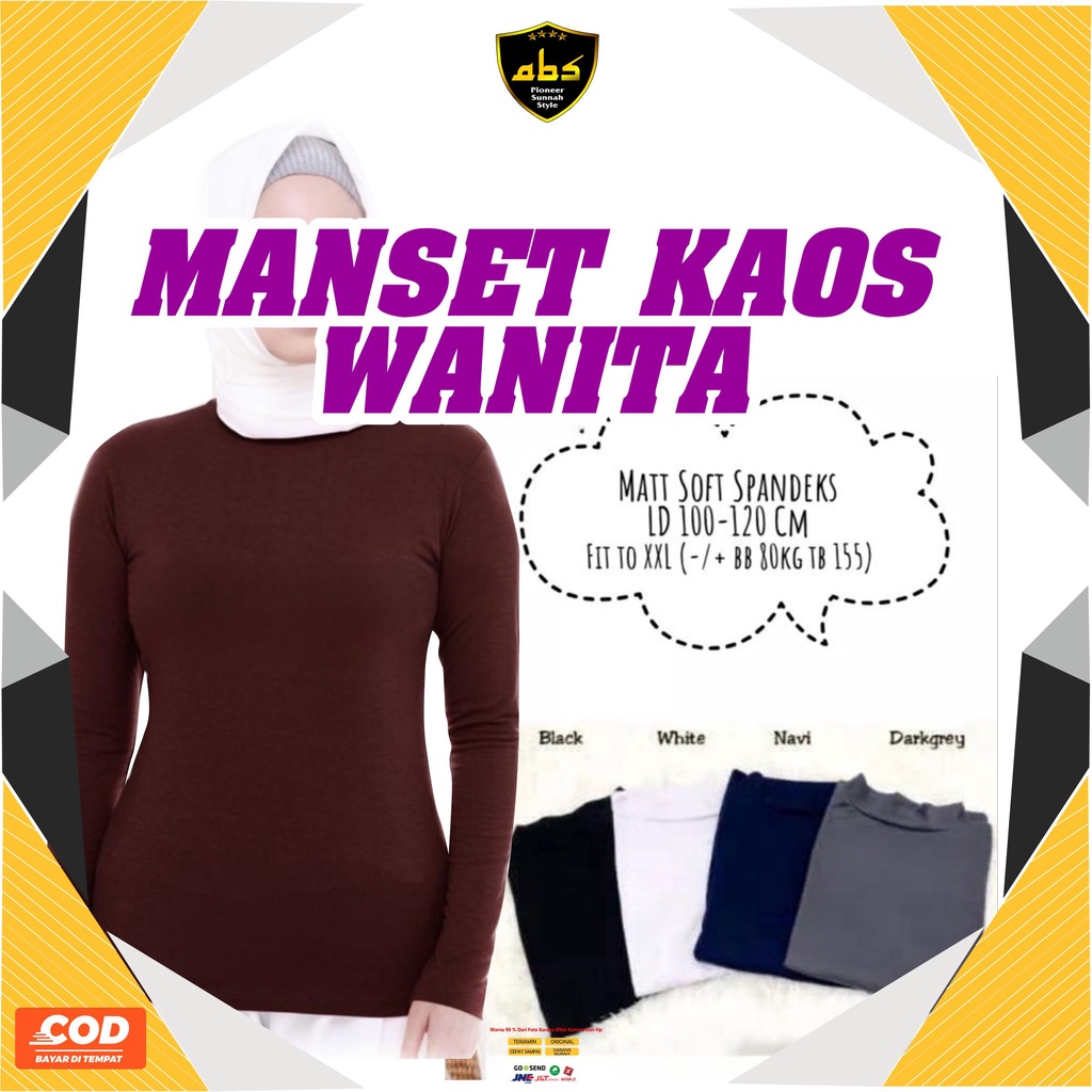 Manset Baju Kaos Wanita Lengan Panjang Atasan Wanita Manset Turtle Neck Dalaman Baju Wanita