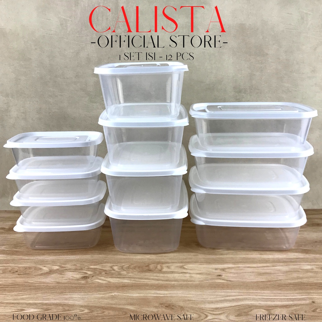 FOOD CONTAINER TOPLES CALISTA FURANO BENING PUTIH TRANSPARANT SET ISI 12PCS FOOD PREP PREPARATION KULKAS TEMPAT WADAH PENYIMPANAN MAKANAN SET