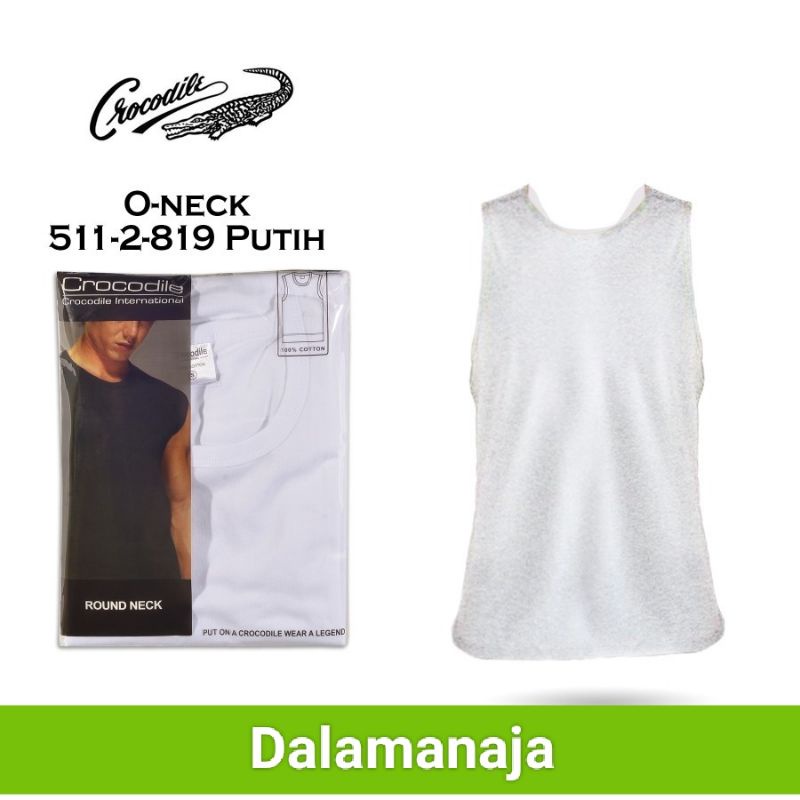 CROCODILE Kaos Singlet Pria 511-819 ROUND-NECK - PUTIH Original