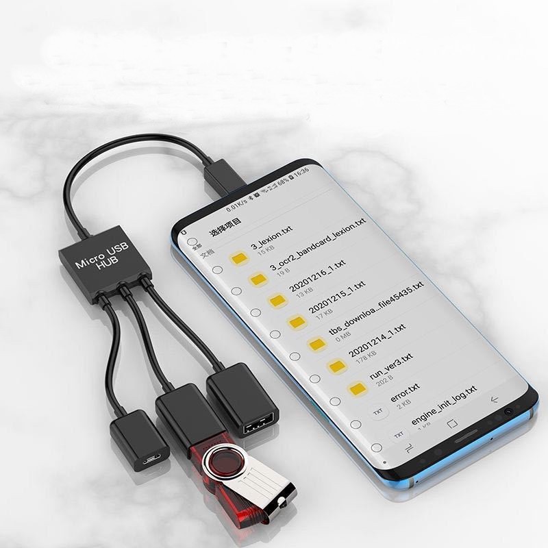 Mobile omb HUB 2.0 multi -Fungsi Kabel Konversi (OTG+2Port HUB 2.0) Untuk Android (PS: Handphone/tablet Untuk Mendukung Fungsi OTG) Untuk Android (PS: Handphone/tablet).