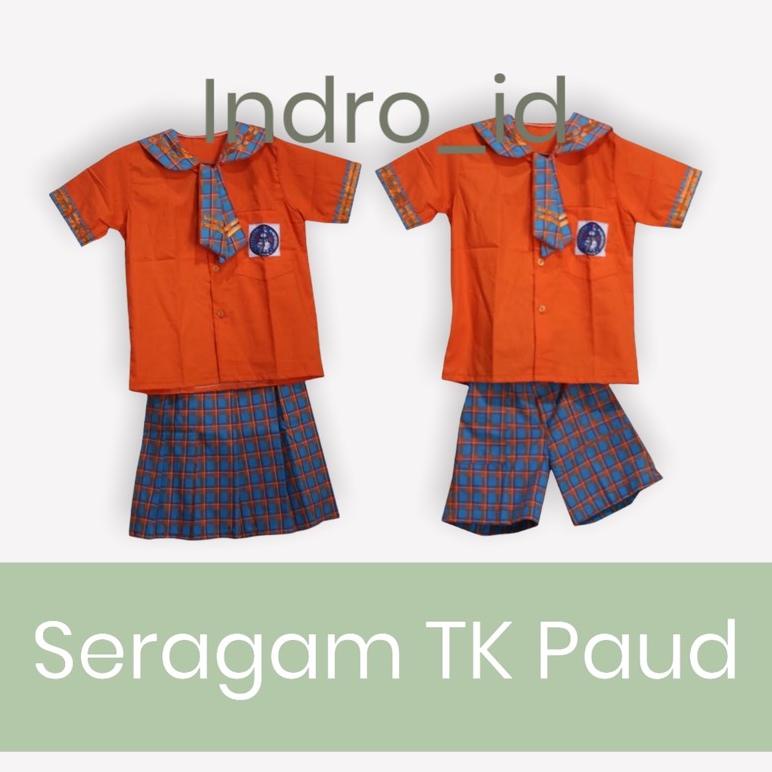 ▶ SERAGAM TK / PAUD KOTAK-KOTAK ORANGE STOCK TERBATAS 98J