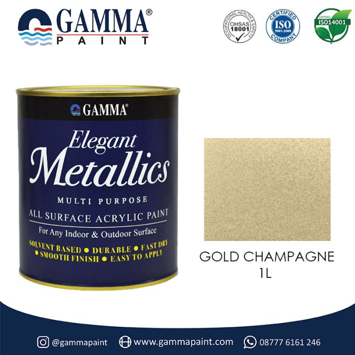 "'''] Elegant Metallics - GOLD CHAMPAGNE - Cat Duco Metalik NC Besi &amp; Kayu