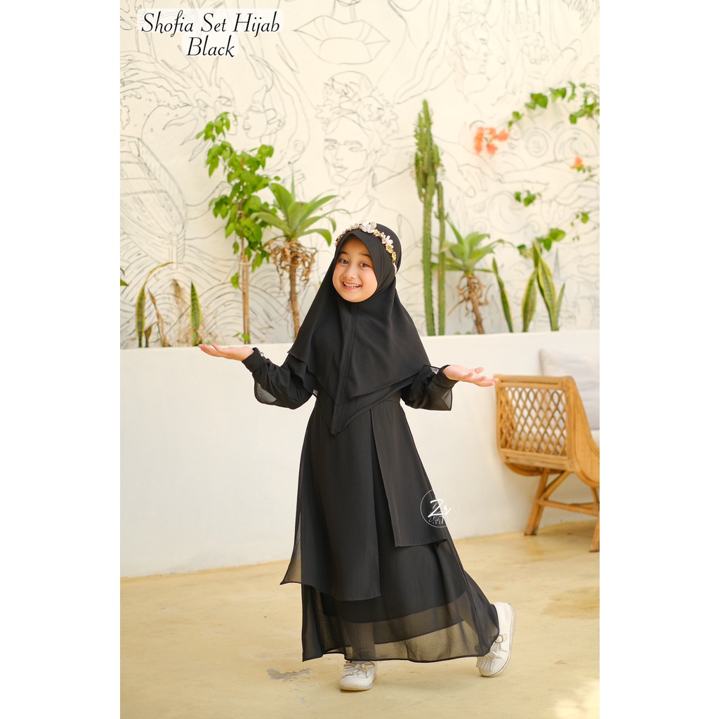 Gamis Shofia by ZR MOM &amp; KIDS COUPLE Ceruty Babydoll ibu anak 4-14 th ootd kondangan lebaran fashion muslim busana syari wanita gaun hijab pesta