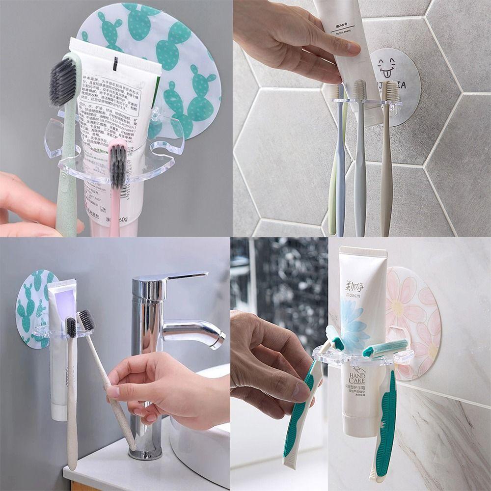 Solighter 4Pcs Tempat Sikat Gigi Hot Sale Bebas Pukulan ToothpasteTool Razor Toothbrush