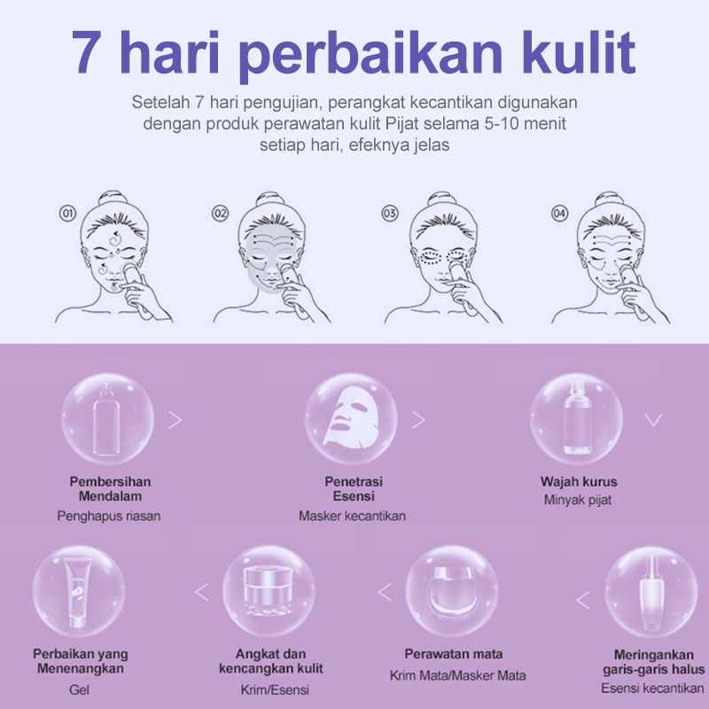 AmazeFan 7in1Alat Setrika V Shape Thin Face Lifting Wajah Pemijat Pemutih Wajah Facial Anti Aging Sheet Masker Perawatan detox pijit elektrik roller Massager komedo Mesin rf Anti-wrinkle Pengencang Uap tirus galvanic Wajah topeng spa Perangkat Kecantikan