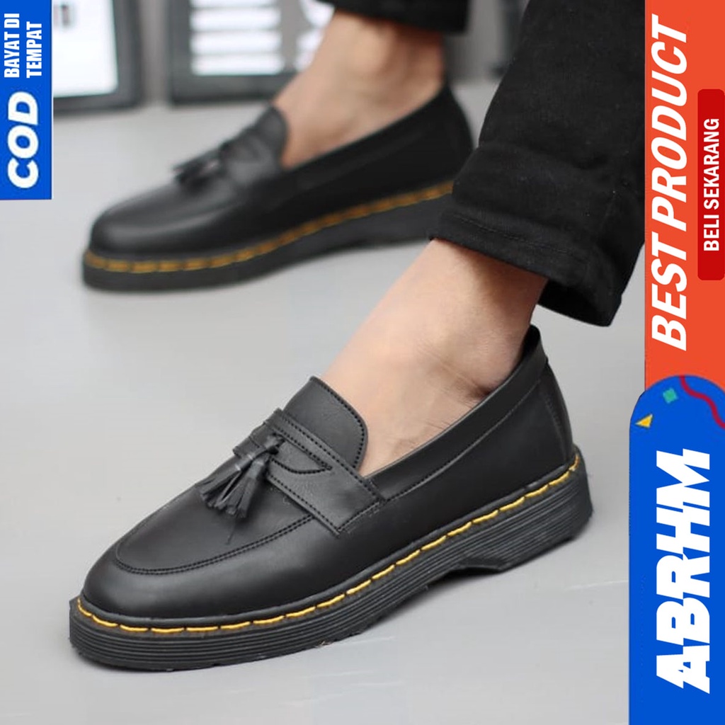 Sepatu Formal Kerja Pantofel Pria Docmart Low Boots Hitam Abrhm RIBERY SLOP