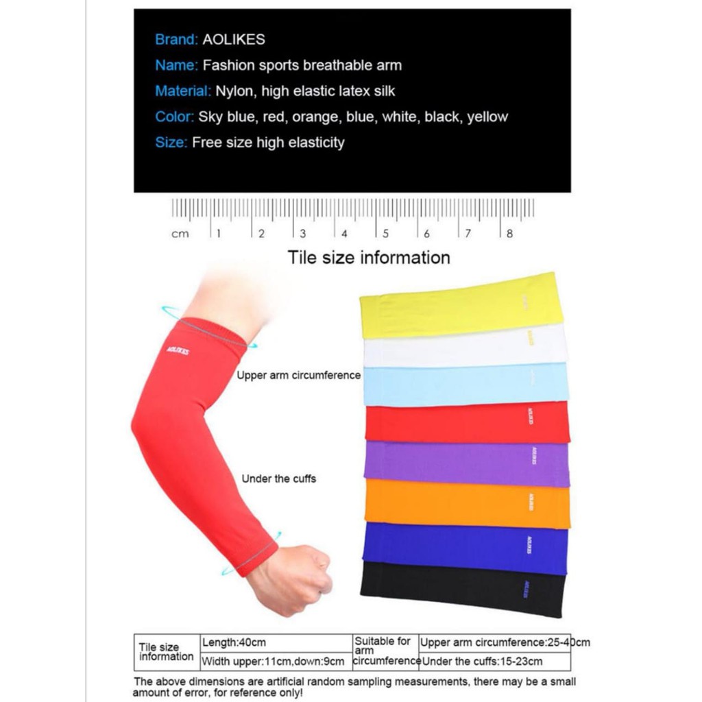 (COD) AOLIKES 7146 Arm Sleeve - Manset Tangan Sepeda - Arm Warmer - Elbow Support