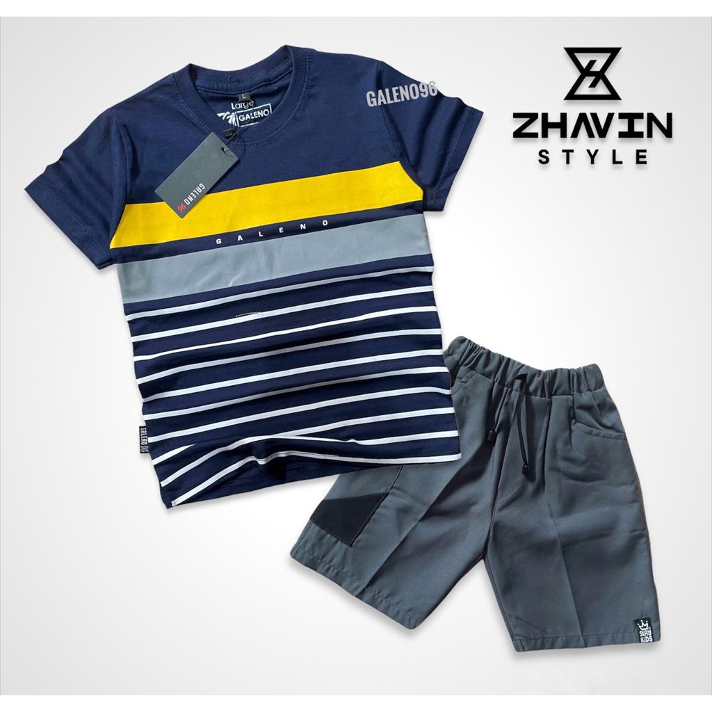 Zhavin setelan baju kaos anak laki-laki usia 1-12 tahun bahan aktun combed 30s