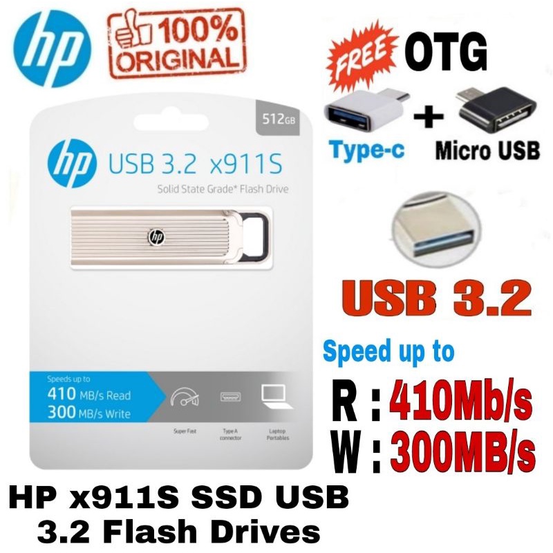 HP x911S SSD 512GB USB 3.2 Flash Drives