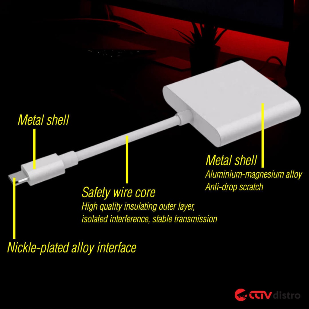 Hub 3 in 1 Type C to HDMI 4K Converter / Kabel Adapter Type C ke HDMI