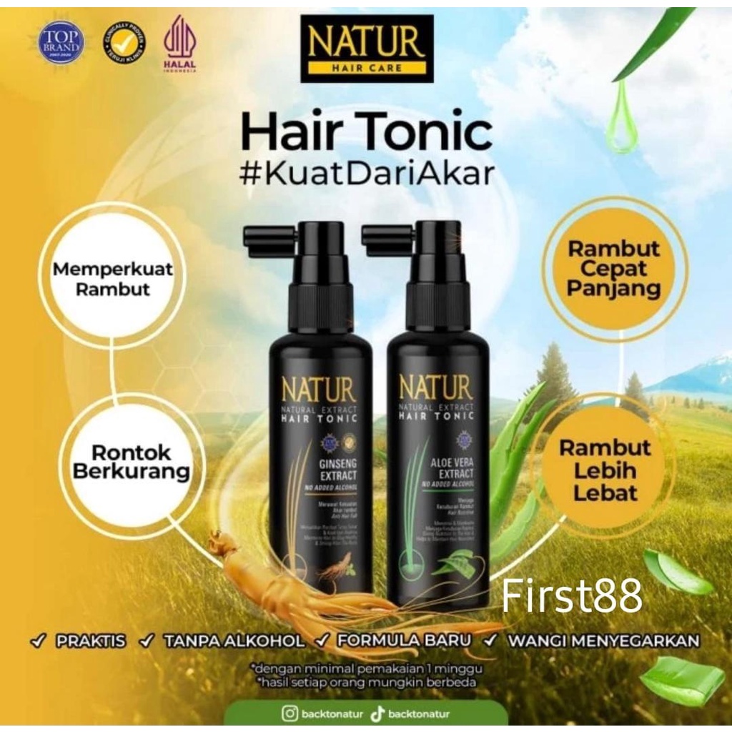 NATUR Natural Hair Tonic Ginseng / Aloe Vera Extract 50ml BPOM