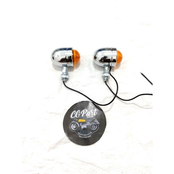Sein Sen Lampu Sen Motor Custom Acipi Mika Cembung Kecil Crom 2 pcs