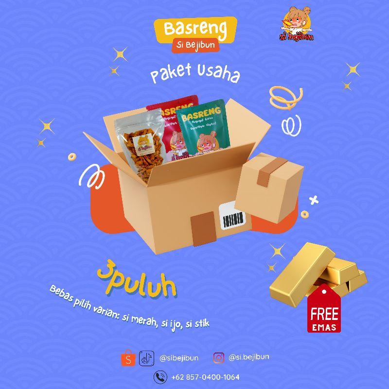 

FREE EMAS" paket usaha 3puluh basreng si bejibun / basreng pedas daun jeruk / basreng viral / basreng bandung / basreng pedas cabe ijo / pedas cabai hijau / basreng enak murah