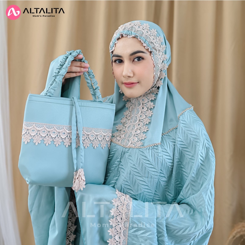 Altalita - Mukenah Dewasa Taleetha Renda Mewah Sutra Velvet Premium Jumbo Polos Adem Terbaru