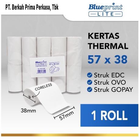 

KERTAS THERMAL STRUK EDC BLUEPRINT LITE 57X38 MM, 57X38OS