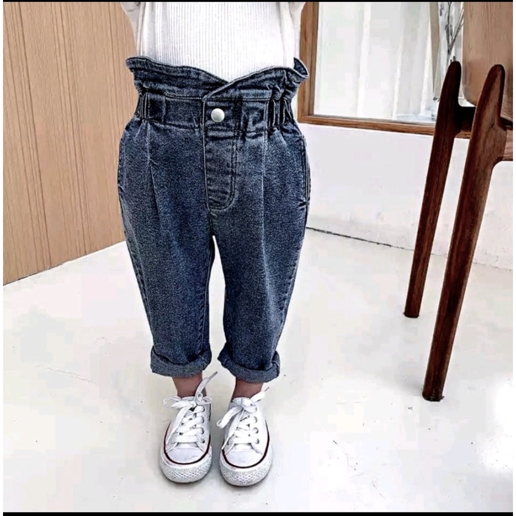 Celana Anak Boyfriend Perempuan Jeans Usia 3-8 Tahun