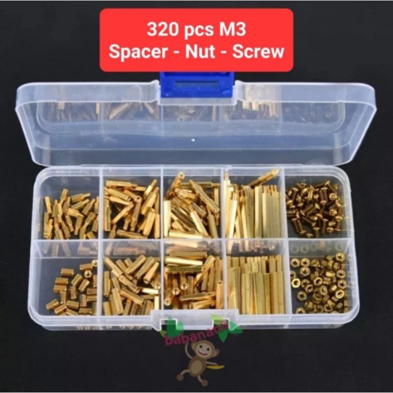 320pcs M2 Brass Standoff Spacer Nut Screw Dudukan PCB Peninggi