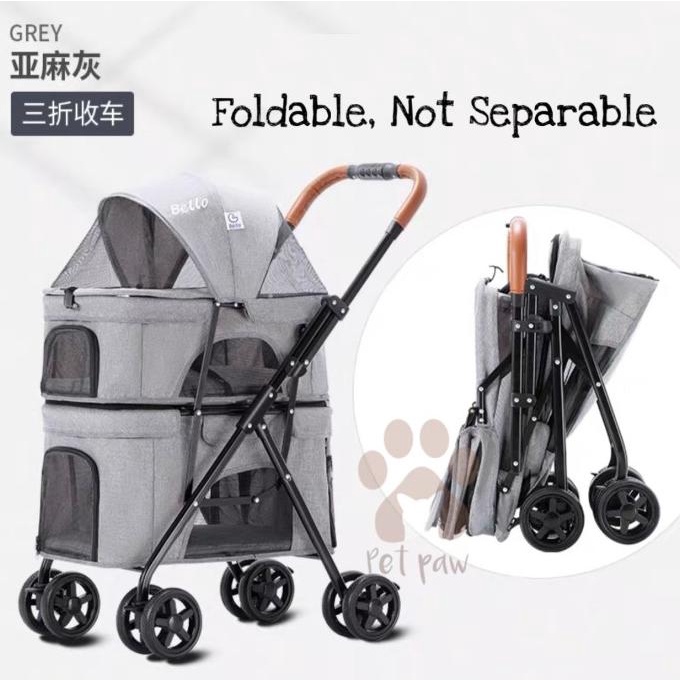 Foldable Pet Double Decker Premium Stroller Kereta Dorong Dua Tingkat