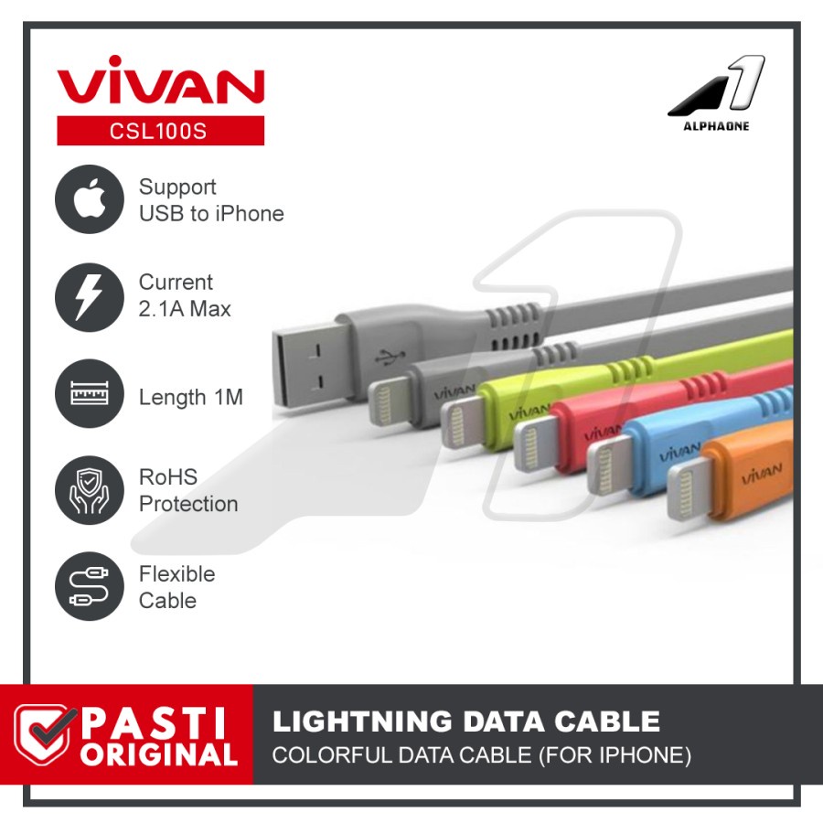 VIVAN Kabel Charger iPhone CSL100S Lightning Cable Data Apple iOS