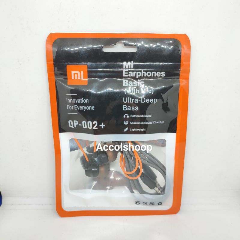 Headset Xiaomi QP-002+ Handsfree Stereo Musik Super Bass