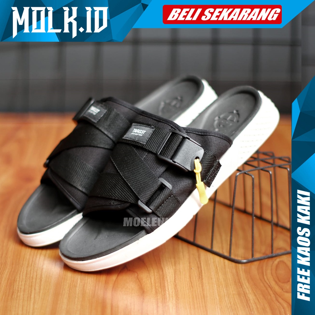 MOLK Sandal Slop Pria Kekinian Original Distro Sendal Slide Cowok Keren Simple Murah Trendy